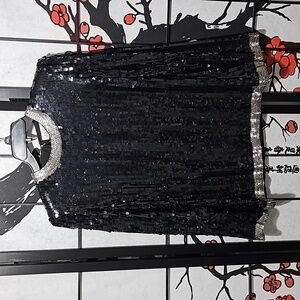 Argenti‎ Notte Vintage Sequin Silk Long-Sleeve Blouse Size Small